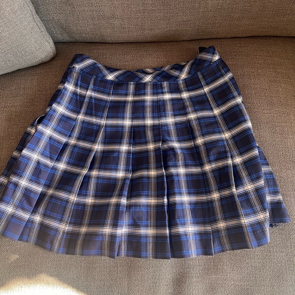 H&M Navy Plaid Skater Skirt